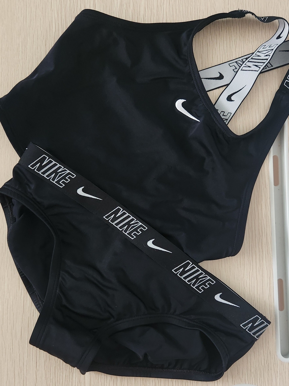 Nike Girls Black Sports Bikini Set - Logo Elastic Waist
